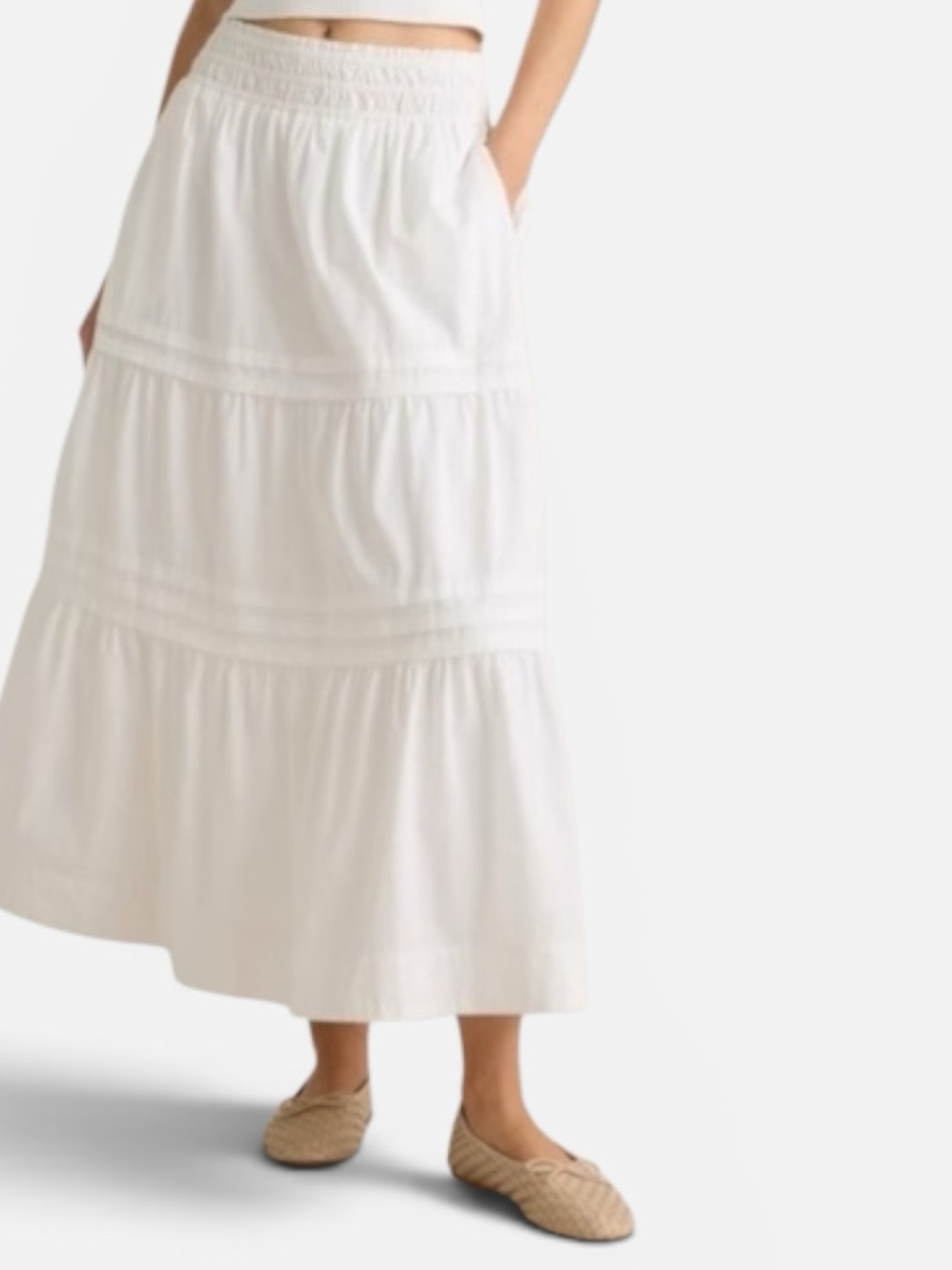 Anthropologie White Tiered The Summerset Maxi Skirt NWT